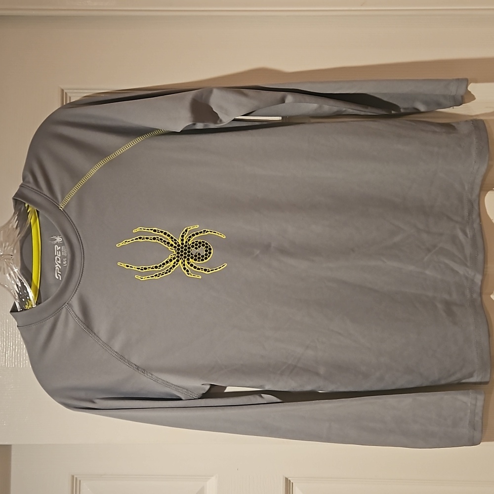 Spyder Boys Large long sleeve top, Grey, black and lime green.